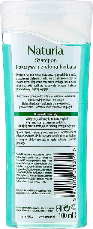 Shampoo für normales bis fettiges Haar mit Brennnessel und grünem Tee - Joanna Naturia Shampoo With Nettle And Green Tea — Bild N2