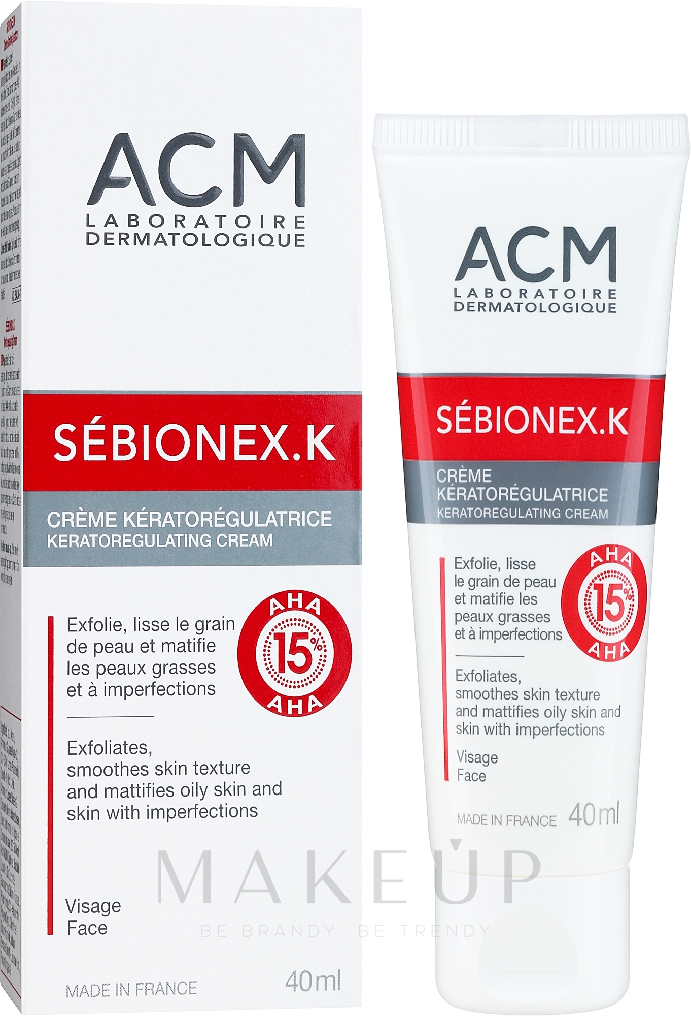 Exfolierende, mattierende und glättende Gesichtscreme gegen Hautunreinheiten - ACM Laboratoires Sebionex K — Bild 40 ml