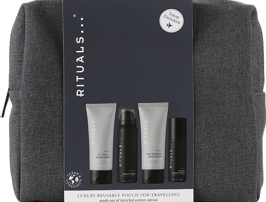 Körperpflegeset - Rituals Samurai Men's Care Set (Duschschaum 50ml + Deospray 50ml + Duschgel 70ml + Körperlotion 70ml + Kosmetiktasche) — Bild N1