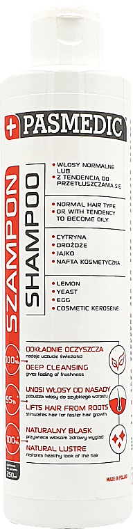 Shampoo mit Zitrone, Hefe und Ei für normales und fettiges Haar - Pasmedic Shampoo — Bild N1