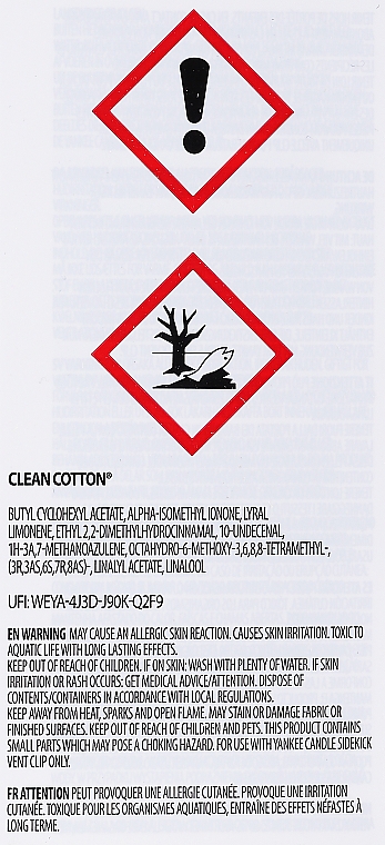 Auto-Lufterfrischer Clean Cotton - Yankee Candle Clean Cotton Refill (Refill) — Bild N2