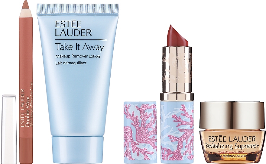 Estee Lauder (Make-up Entferner 30ml + Creme 7ml + Lippenkonturenstift + Lippenstift + Kosmetiktasche) - GESCHENK! Kosmetiktasche mit Füllung — Bild N2