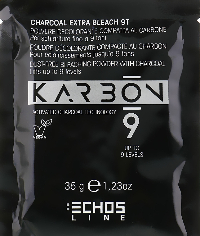 Kompaktes Kohle-Blondierpulver für Aufhellungen bis zu 9 Farbtöne - Echosline 9 Charcoal Extra Bleach 9T — Bild N3