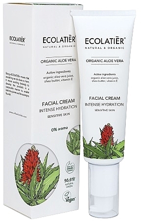 Feuchtigkeitsspendende Gesichtscreme mit Aloe Vera, Sheabutter und Vitamin E - Ecolatier Organic Aloe Vera Cream — Bild N2