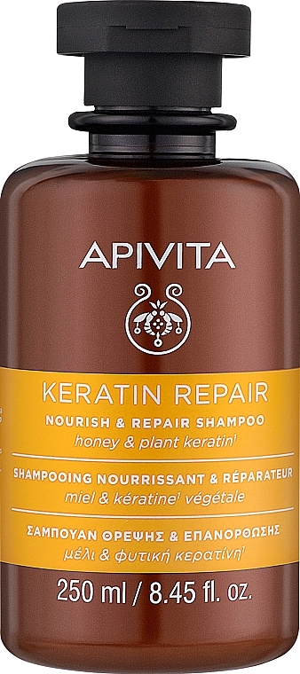 Pflegendes und regenerierendes Shampoo mit Honig und pflanzlichem Keratin - Apivita Keratin Repair Nourish & Repair Shampoo with Honey & Plant Keratin — Bild N1