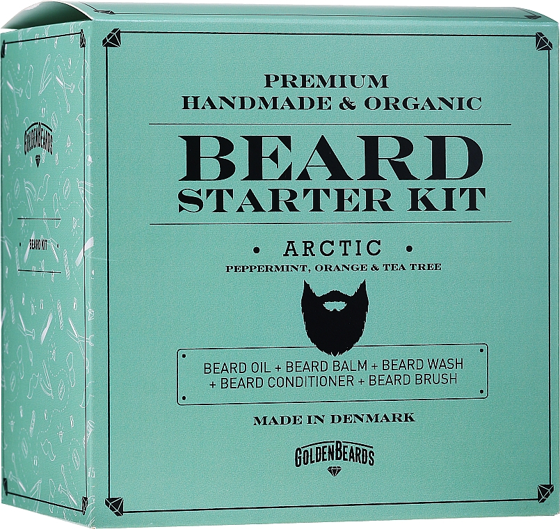 Bartpflegeset - Golden Beards Starter Beard Kit Arctic (Bartbalsam 60ml + Bartöl 30ml + Bartshampoo 100ml + Bartconditioner 100ml + Bartbürste) — Bild N1