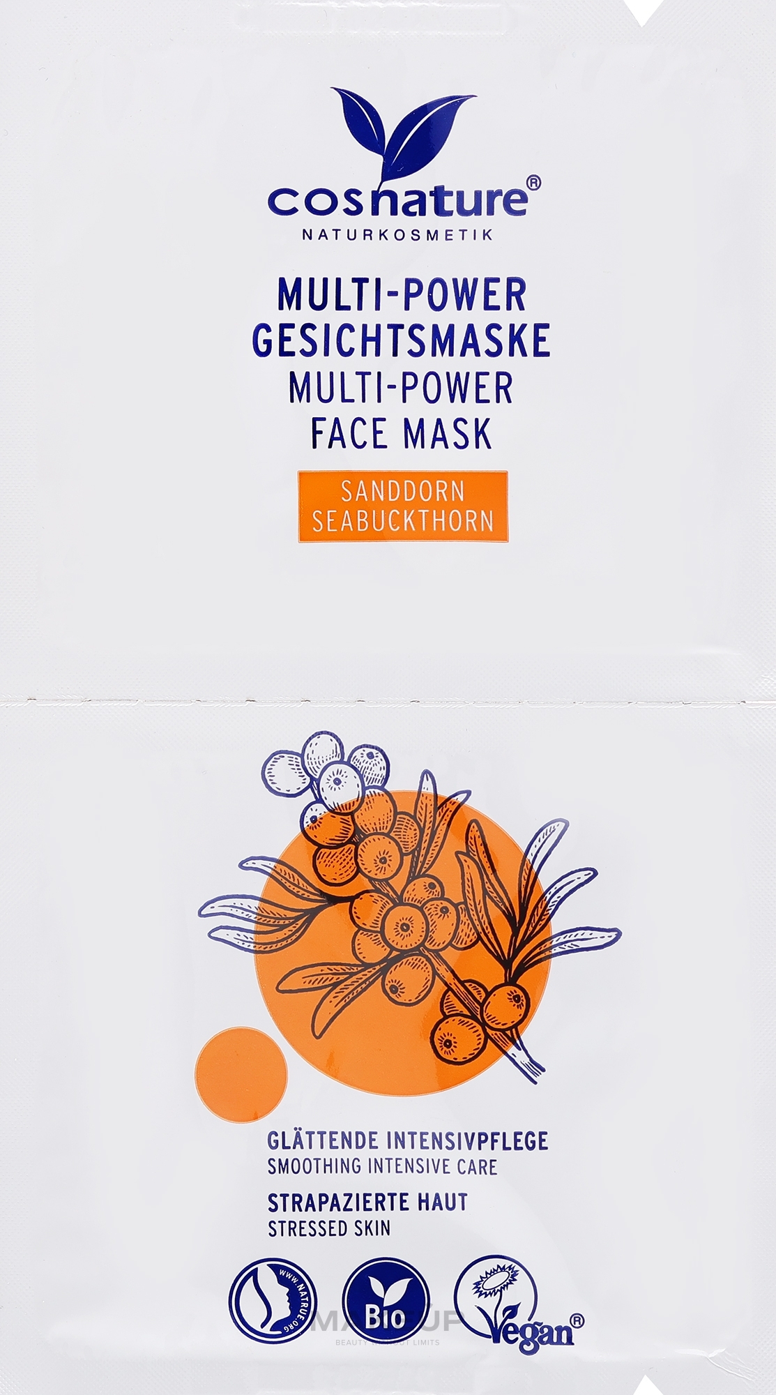 Natürliche Gesichtsmaske mit Sanddorn - Cosnature Multi-Power Face Mask Seabuckthorn — Bild 2 x 8 ml