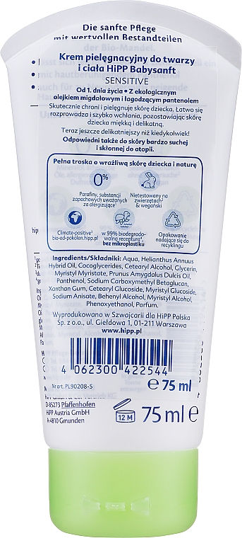 Feuchtigkeitsspendende Kindercreme mit Bio-Ringelblume - HiPP Babysanft Sensitive Cream — Foto N2
