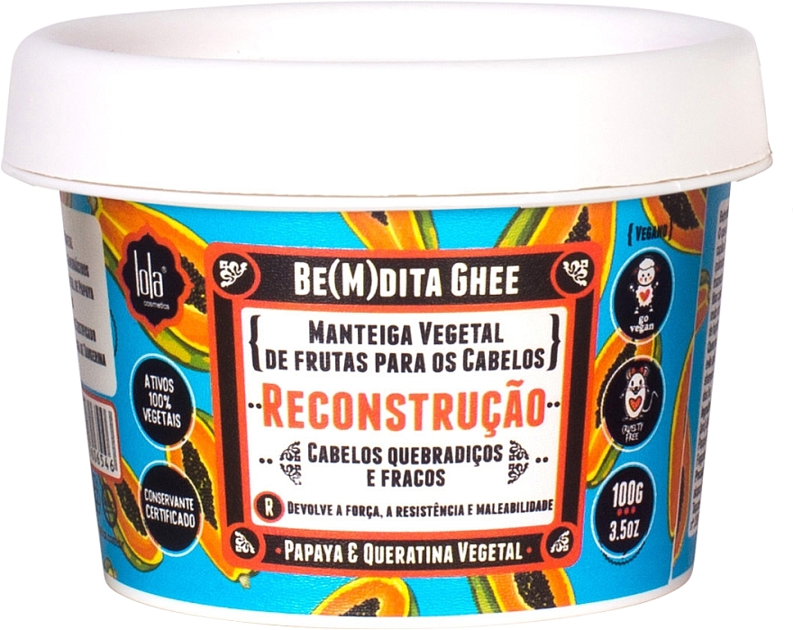 Rekonstruierende Haarmaske mit Papaya und pflanzlichem Keratin  - Lola Cosmetics Be(M)dita Ghee Papaya & Queratina Vegetal Reconstruction Mask — Bild N1