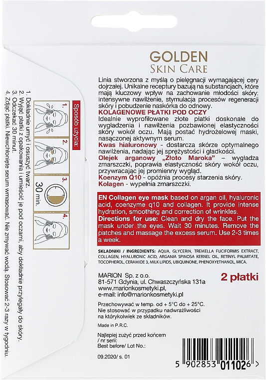 Glättende und feuchtigkeitsspendende Augenpatches mit Kollagen - Marion Golden Skin Care Collagens Flakes Eye — Bild N2