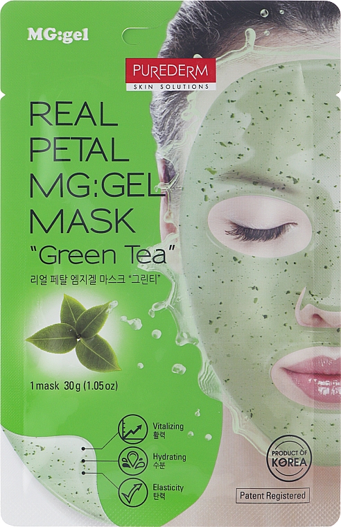 Hydrogel-Gesichtsmaske Grüner Tee - Purederm Real Petal MG:Gel Mask Green Tea — Bild N1