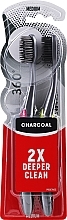 Düfte, Parfümerie und Kosmetik Zahnbürste mit Aktivkohle mittel schwarz-rosa, schwarz-grün 2 St. - Colgate 360 Black Toothbrush Medium