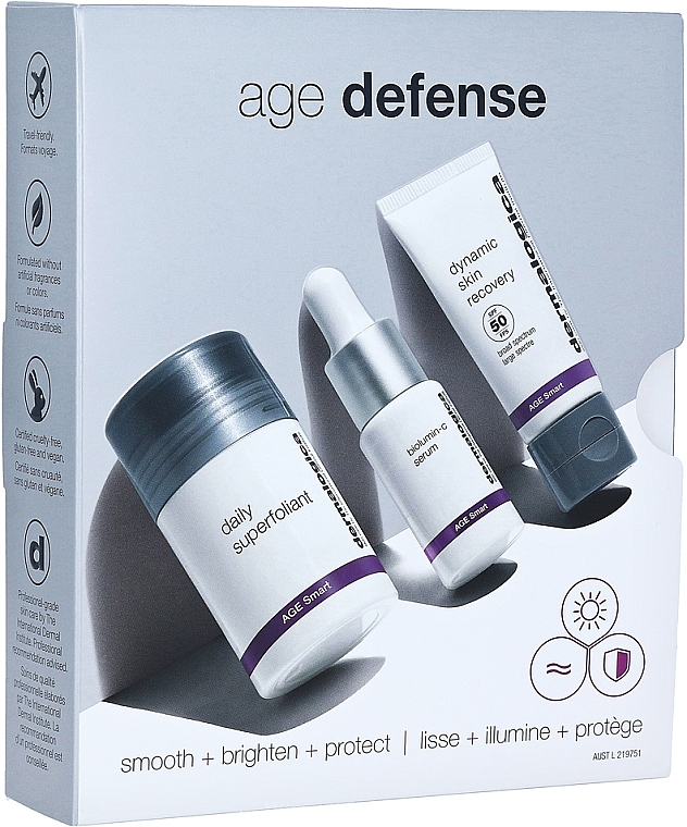 Gesichtspflegeset - Dermalogica Age Defense Kit (Superfoliant für das Gesicht 13ml + Serum mit Vitamin C 10ml + Gesichtscreme 12ml) — Bild N1