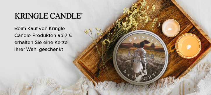 Beim Kauf von Kringle Candle-Produkten ab 7 € erhalten Sie eine Kerze Ihrer Wahl geschenkt