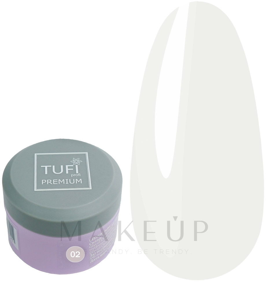 Gel zur Nagelverlängerung - Tufi Profi Premium LED/UV Gel 02 Milk — Bild 5 g