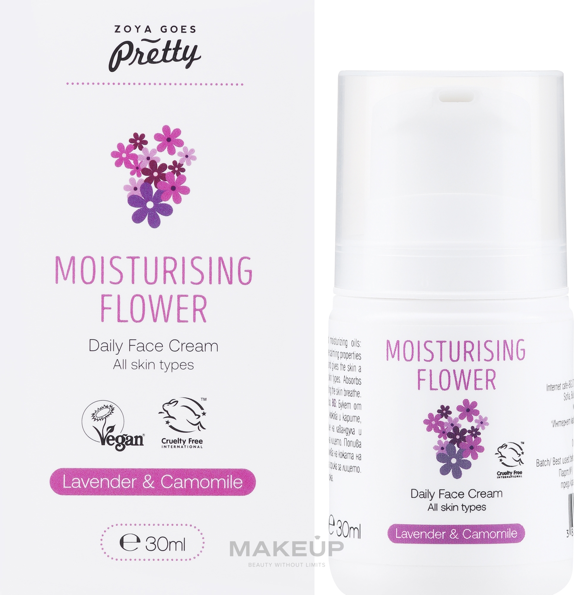 Feuchtigkeitsspendende Gesichtscreme für den Tag mit Lavendel und Kamille - Zoya Goes Moisturising Flower Daily Face Cream — Bild 30 ml