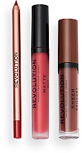 Lippen-Make-up Set (Lipgloss 3.5ml + Lippenstift 3ml + Lipliner 1g) - Makeup Revolution Fire Lip Set — Bild N3