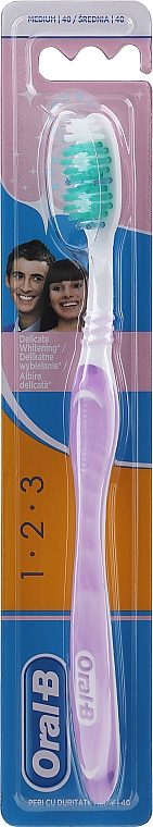 Zahnbürste mittel, Flieder - Oral-B 1 2 3 Delicate White 40 Medium — Bild N1