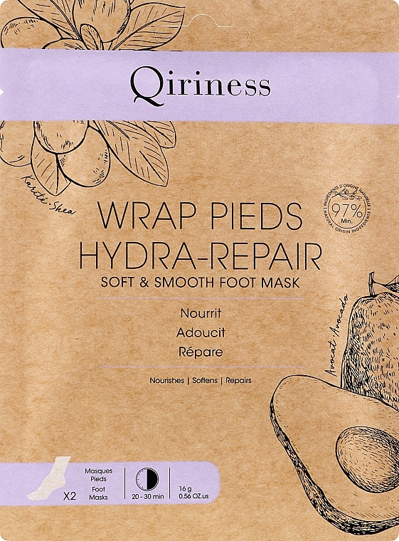 Beruhigende und glättende Fußmaske - Qiriness Wrap Pieds Hydra-Repair Soft & Smooth Foot Mask — Bild N1
