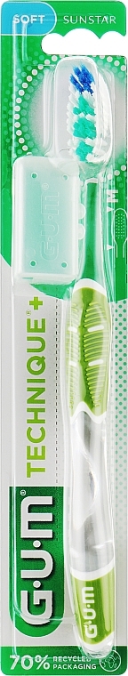 Zahnbürste weich Technique+ Olive - G.U.M Soft Regular Toothbrush — Bild N1