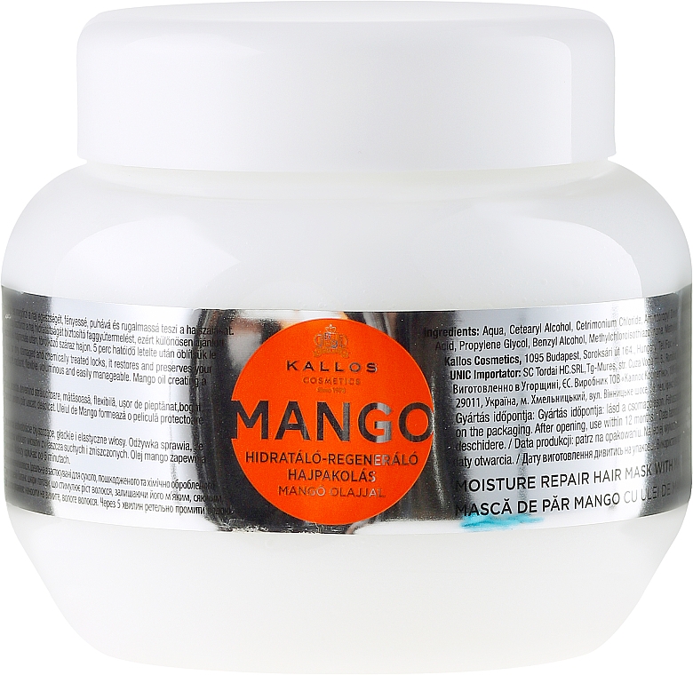 Feuchtigkeitsspendende und regenerierende Haarmaske mit Mango - Kallos Cosmetics Mango