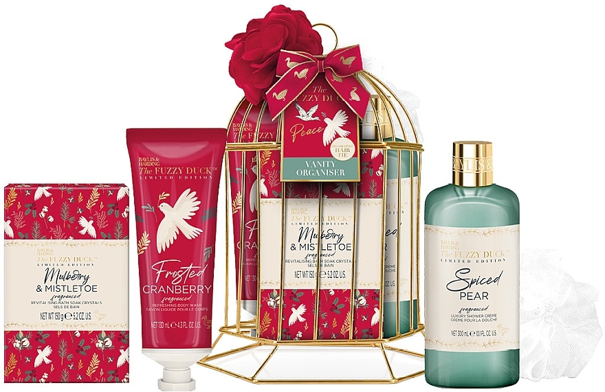 Körperpflegeset - Baylis & Harding The Fuzzy Duck Winter Wonderland Vanity Organiser Gift Set (Duschcreme 300ml + Duschgel 130ml + Badesalz 150g + Badeschwamm)  — Bild N1