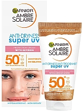 Düfte, Parfümerie und Kosmetik Sonnenschutz für das Gesicht - Garnier Ambre Solaire Anti-Dryness Super UV Protection Cream With Glycerin SPF50