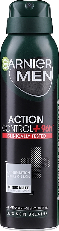 Deospray Antitranspirant - Garnier Mineral Men Action Control+ Clinically Tested 96H — Foto N1