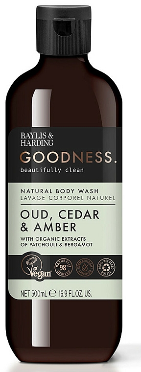 Duschgel Zeder & Bernstein - Baylis & Harding Goodness Oud, Cedar & Amber Body Wash — Bild N1