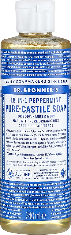 18in1 Flüssigseife mit Pfefferminze für Körper und Hände - Dr. Bronner’s 18-in-1 Pure Castile Soap Peppermint — Bild N3