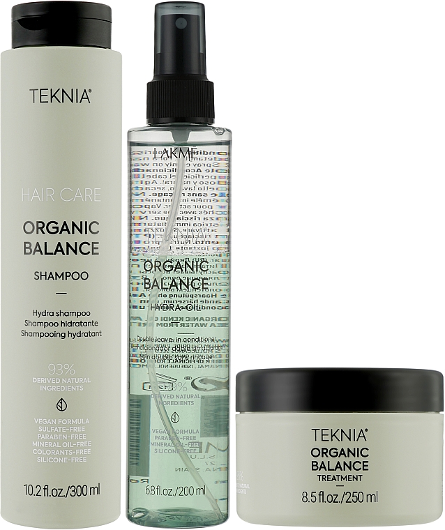 Haarpflegeset - Lakme Teknia Organic Balance (Shampoo 300ml + Haarmaske 250ml + Haaröl 200ml) — Bild N1