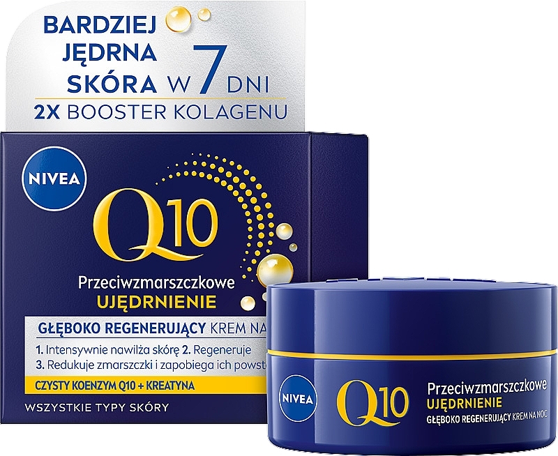 Feuchtigkeitsspendende Anti-Falten-Nachtcreme für alle Hauttypen - NIVEA Visage Q10 Plus Night Cream