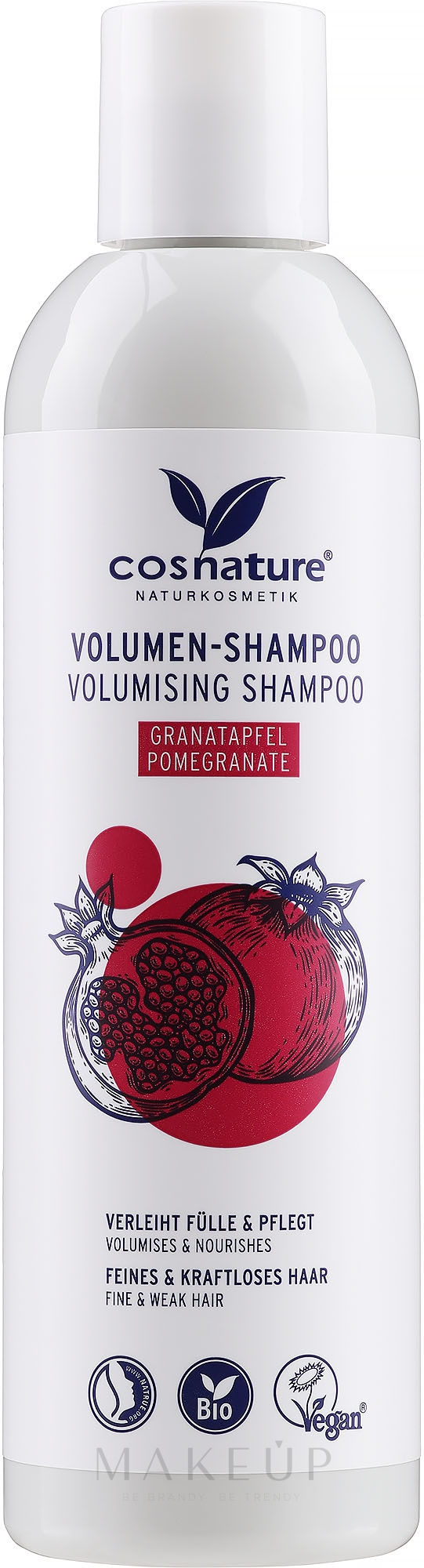 Volumen-Shampoo mit Granatapfel für feines und kraftloses Haar - Cosnature Volumen Granat Shampoo — Bild 250 ml