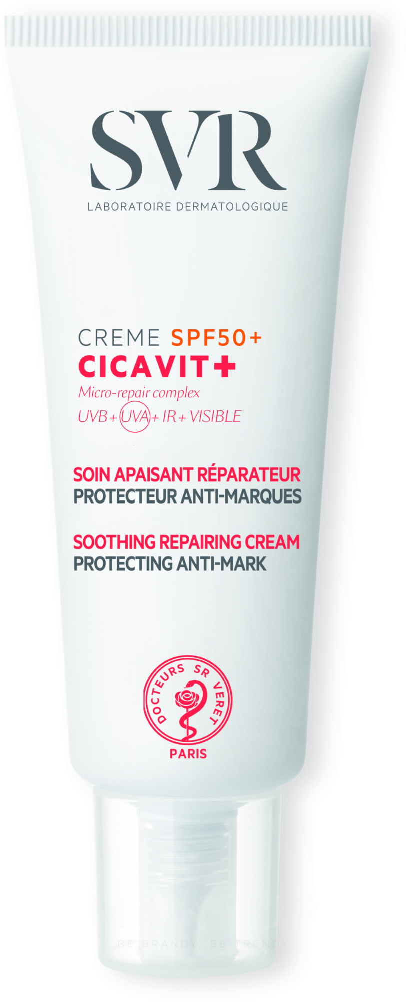 Beruhigende, regenerierende und schützende Wundpflegecreme für Körper und Gesicht SPF 50+ - SVR Cicavit+ Soothing Cream SPF 50 — Bild 40 ml