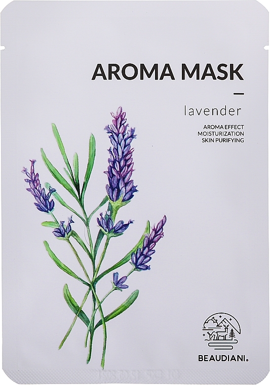 Beruhigende Tuchmaske für das Gesicht mit ätherischem Lavendelöl für empfindliche Haut - Beaudiani Aroma Mask Lavender — Bild N1