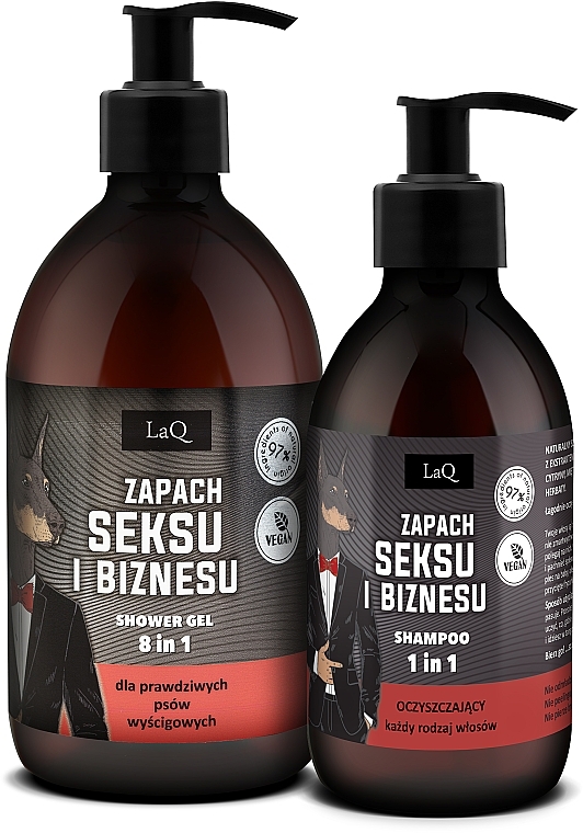 Set - LaQ Doberman Sex & Business Black (sh/gel/500ml + shm/300ml) — Bild N1