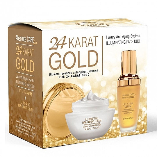 Gesichtspflegeset - Absolute Care 24 Karat Gold Luxury Anti- Aging System (Gesichtsserum 30ml + Gesichtscreme 50ml) — Bild N1