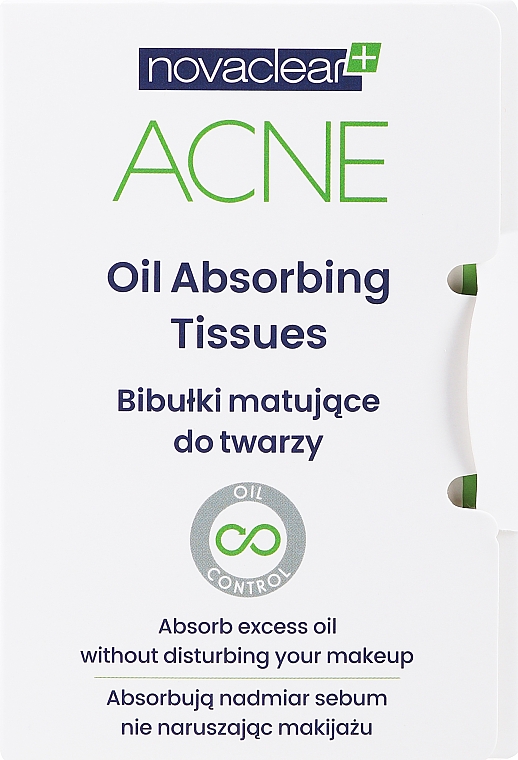 Mattierendes Spezialpapier - Novaclear Acne Oil Absorbing Tissues — Bild N1