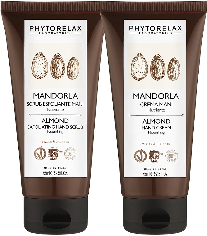 Handpflegeset - Phytorelax Laboratories Hand Treatment Almond (Handcreme 75ml + Handpeeling 75ml) — Bild N2