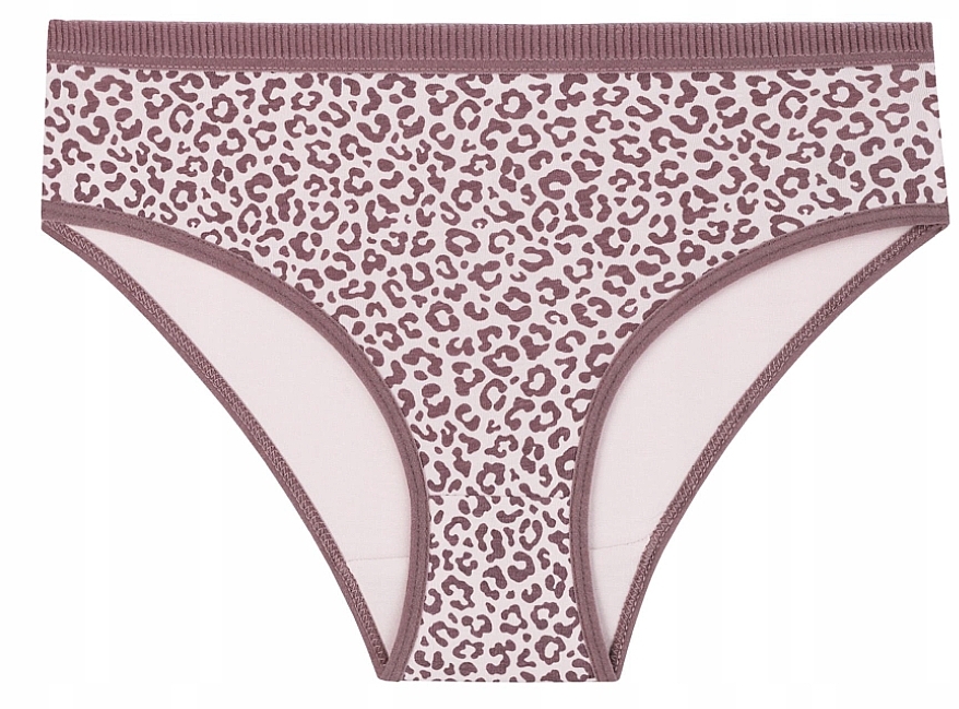 Damen Mini-Bikini-Slip mit Leopardenmuster, burgunderrot	 - Moraj — Bild N1