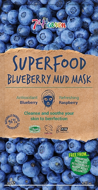 Gesichtsmaske aus Schlamm mit Heidelbeeren - 7th Heaven Superfood Blueberry Mud Mask — Bild N1