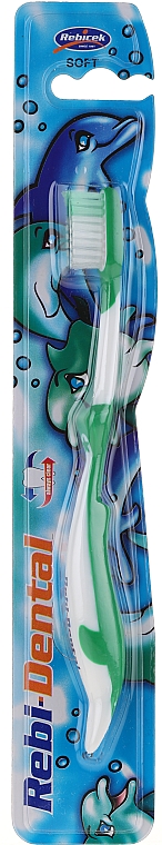 Kinderzahnbürste weich Rebi-Dental M16 grün-weiß - Mattes — Bild N1