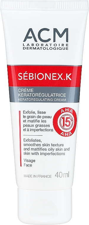 Exfolierende, mattierende und glättende Gesichtscreme gegen Hautunreinheiten - ACM Laboratoires Sebionex K — Bild N1