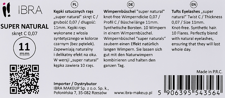 Wimpernbüschel-Set C 11 mm - Ibra 10 Flares Eyelash Knot-fre Naturals — Bild N2