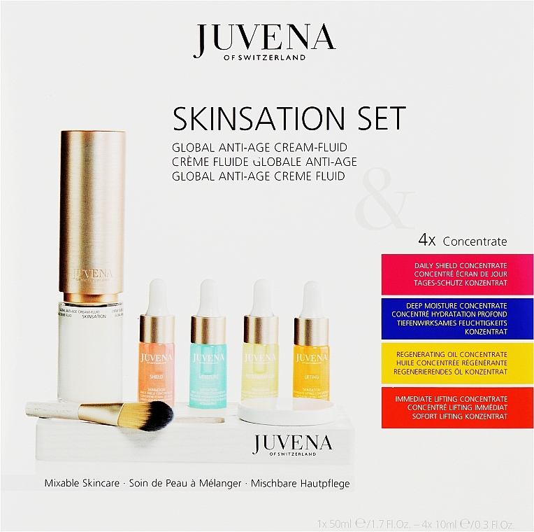 Hautpflege-Set - Juvena Skinsation Skin Care Kit (Fluid/50ml + Gesichtskonzentrat/4x10ml + Spender + Tropfenzähler) — Bild N1