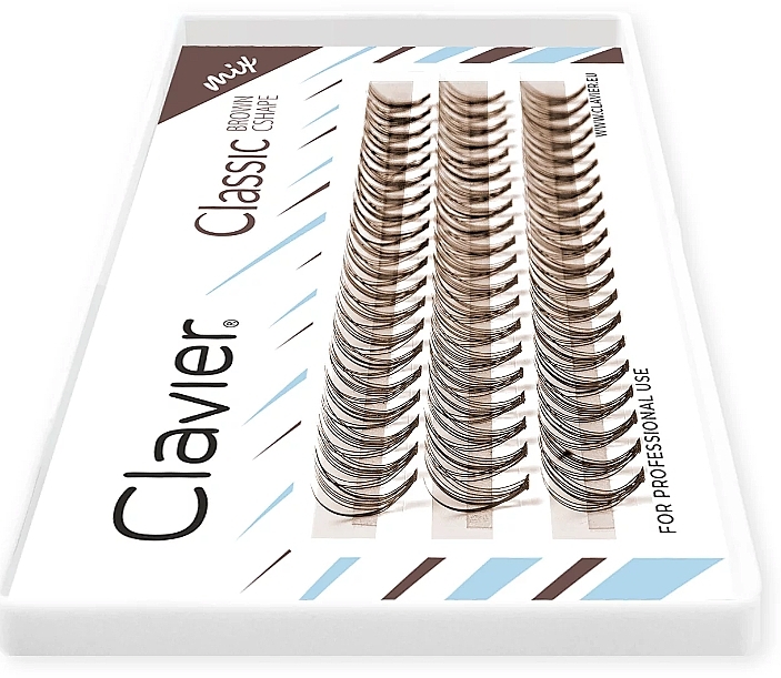 Künstliche Wimpern braun 8, 10, 12 mm C-Kurve 10D - Clavier Classic Brown Cshape Mix  — Bild N3