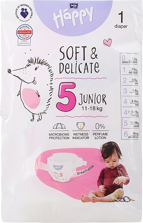 Babywindeln 11-18 kg Größe 5 Junior 1 St. - Bella Baby Happy Soft & Delicate  — Bild N1