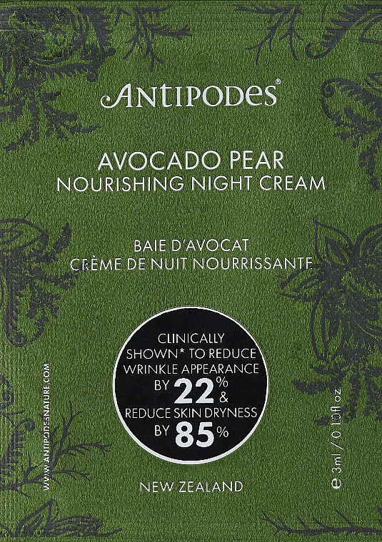 GESCHENK! Nährende Gesichtscreme für die Nacht - Antipodes Avocado Pear Nourishing Night Cream (Probe)  — Bild N1