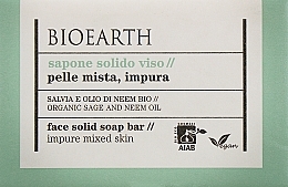 Düfte, Parfümerie und Kosmetik Hand- und Körperseife Salbei und Neem - Bioearth Sage & Neem Face Solid Soap Bar 