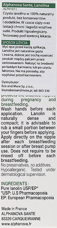Lanolin für empfindliche Brustwarzen - Alphanova Sante Pure Lanolin Breastfeeding — Bild N3